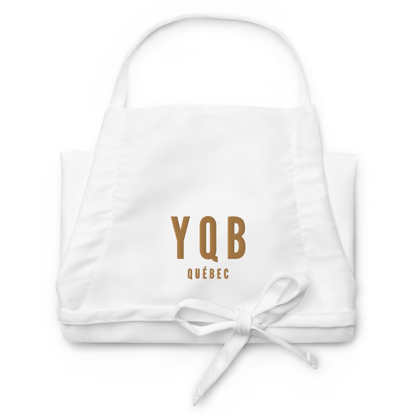 City Embroidered Apron - Old Gold • YQB Quebec City • YHM Designs - Image 07