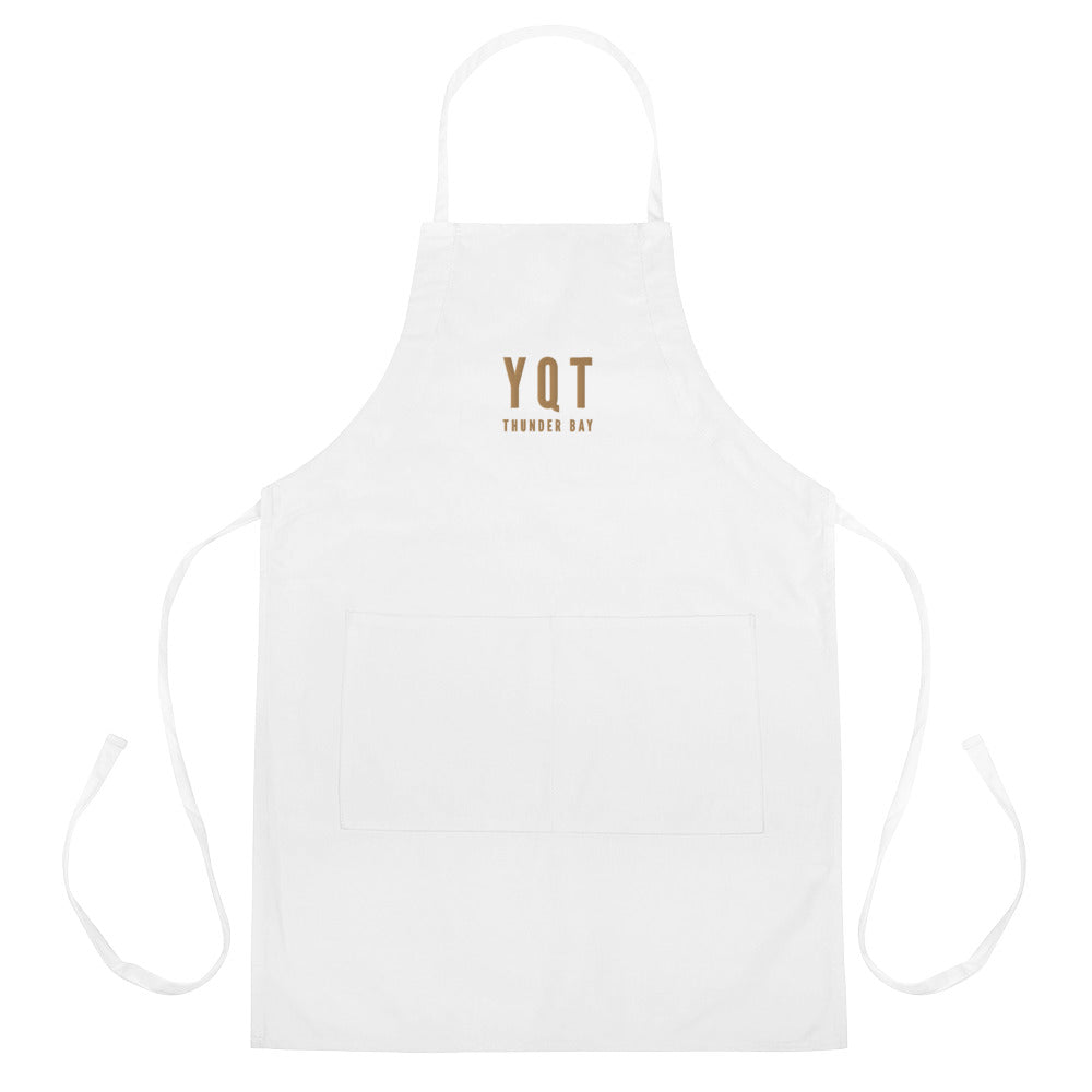 City Embroidered Apron - Old Gold • YQT Thunder Bay • YHM Designs - Image 01