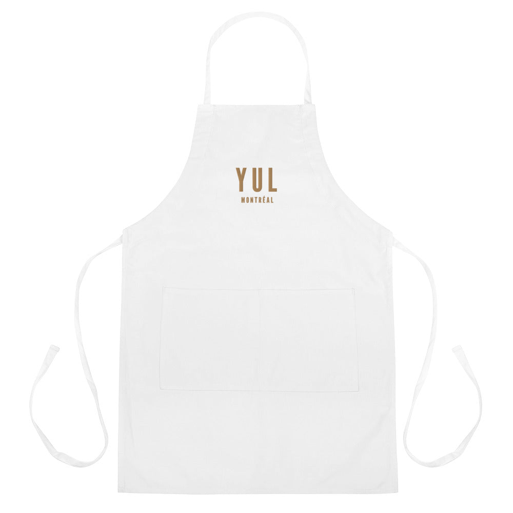 City Embroidered Apron - Old Gold • YUL Montreal • YHM Designs - Image 01
