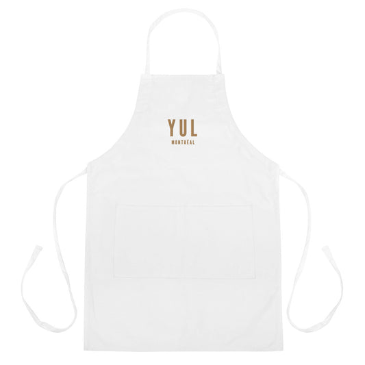 City Embroidered Apron - Old Gold • YUL Montreal • YHM Designs - Image 01