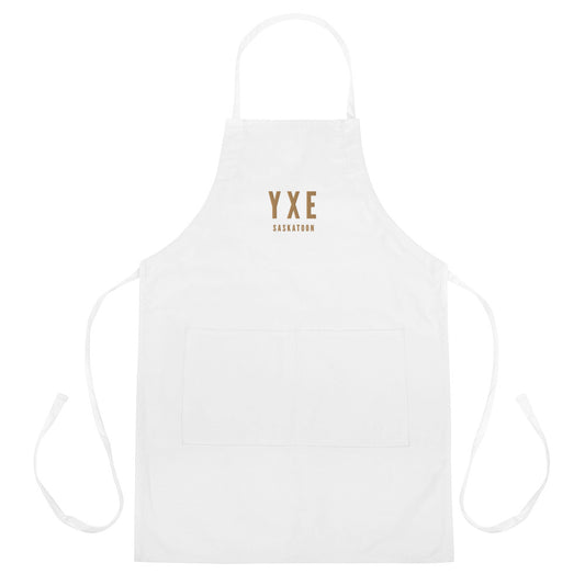 City Embroidered Apron - Old Gold • YXE Saskatoon • YHM Designs - Image 01