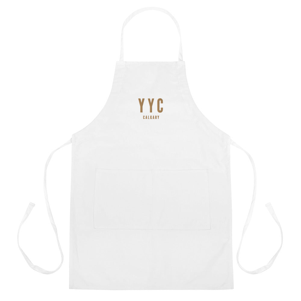 City Embroidered Apron - Old Gold • YYC Calgary • YHM Designs - Image 01