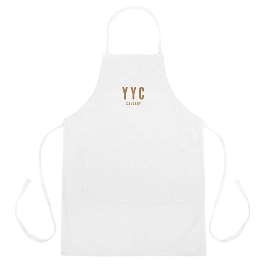 City Embroidered Apron - Old Gold • YYC Calgary • YHM Designs - Image 01