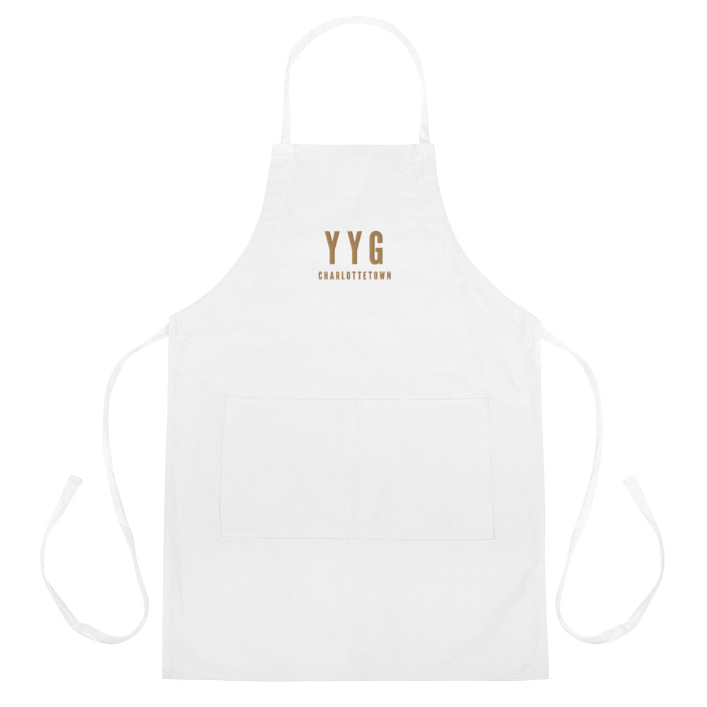 City Embroidered Apron - Old Gold • YYG Charlottetown • YHM Designs - Image 01