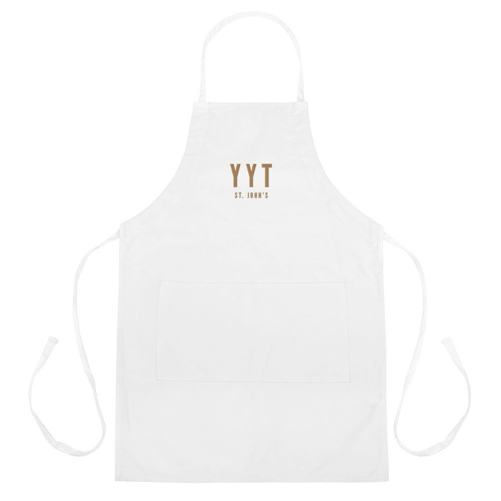 City Embroidered Apron - Old Gold • YYT St. John's • YHM Designs - Image 01