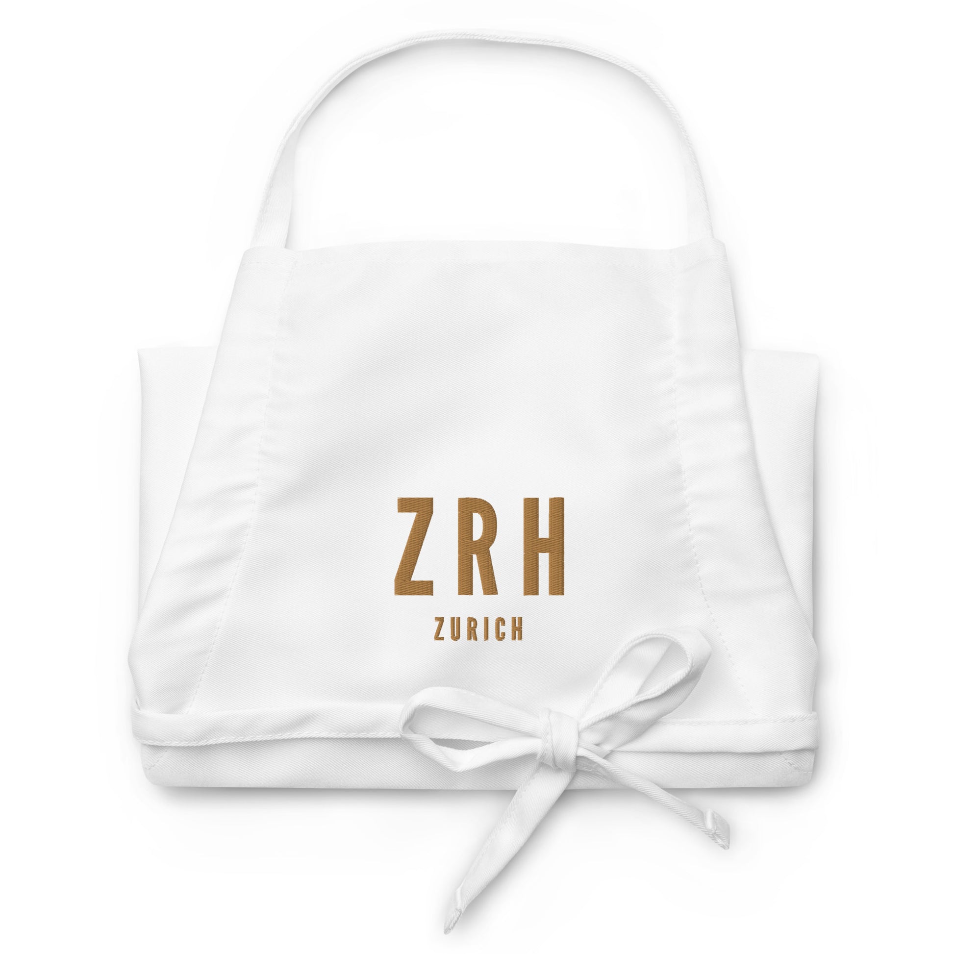 City Embroidered Apron - Old Gold • ZRH Zurich • YHM Designs - Image 07