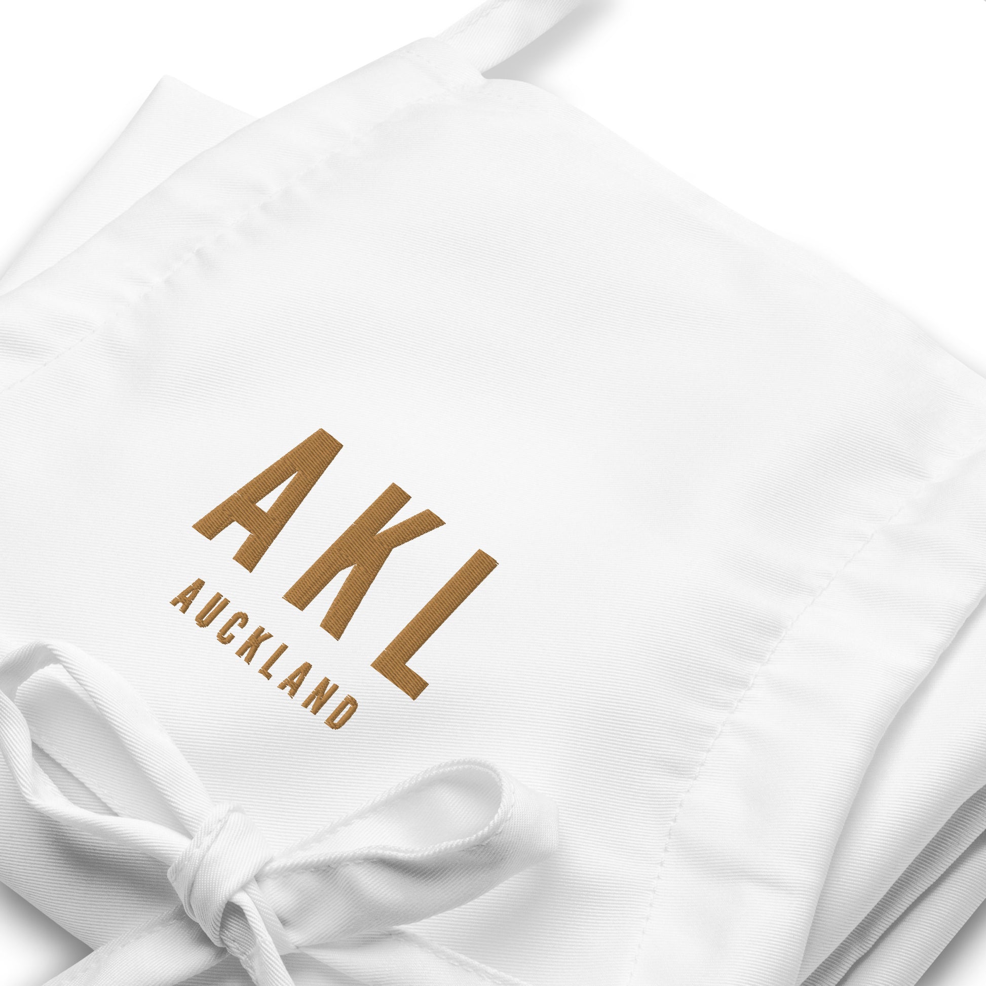 City Embroidered Apron - Old Gold • AKL Auckland • YHM Designs - Image 06