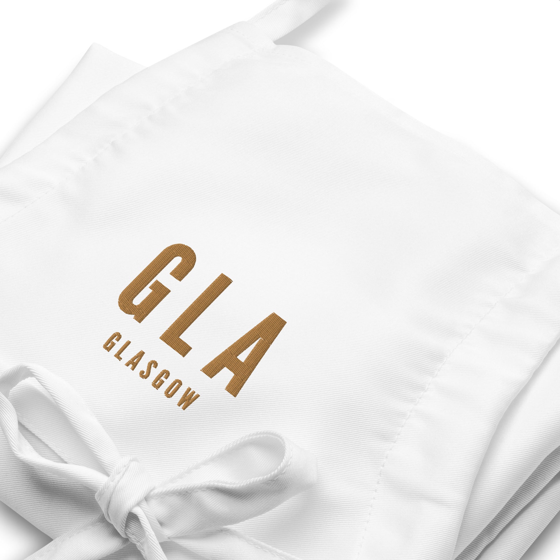 City Embroidered Apron - Old Gold • GLA Glasgow • YHM Designs - Image 06