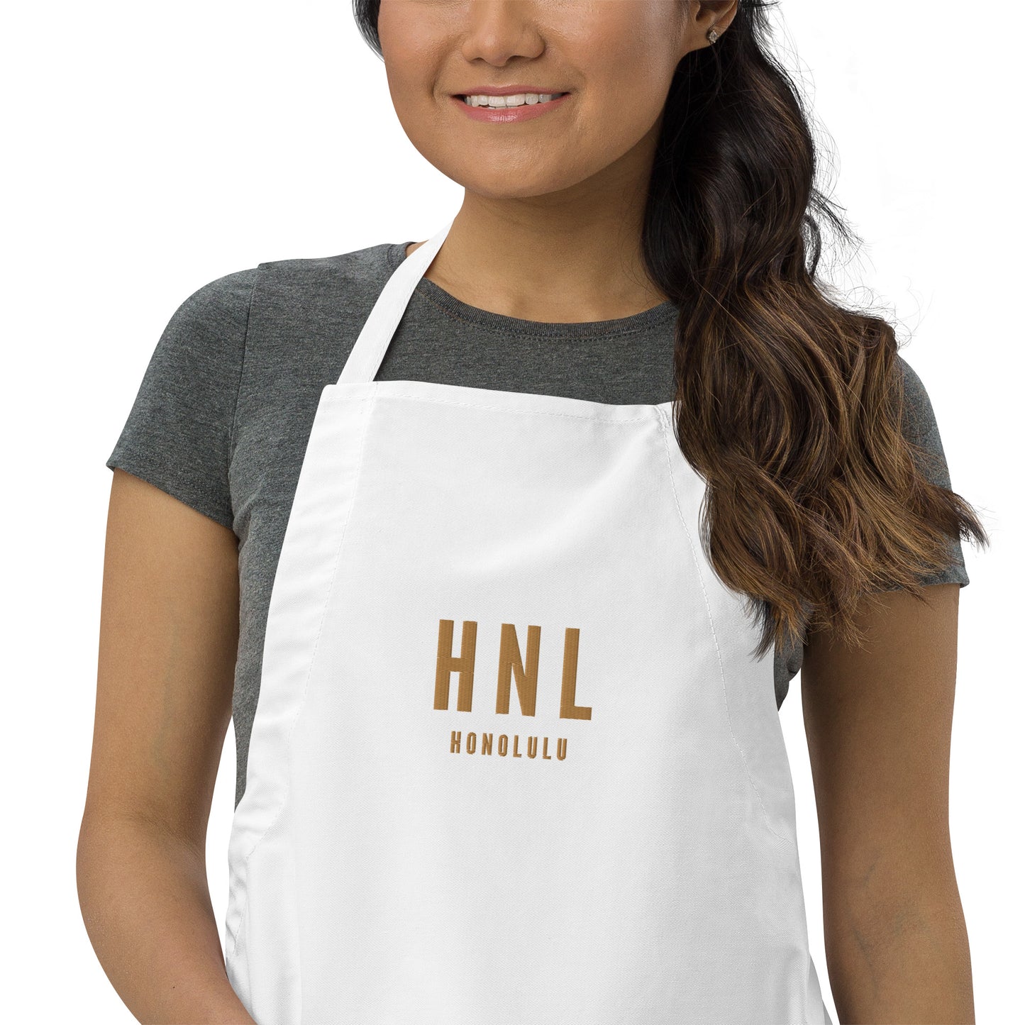 City Embroidered Apron - Old Gold • HNL Honolulu • YHM Designs - Image 08