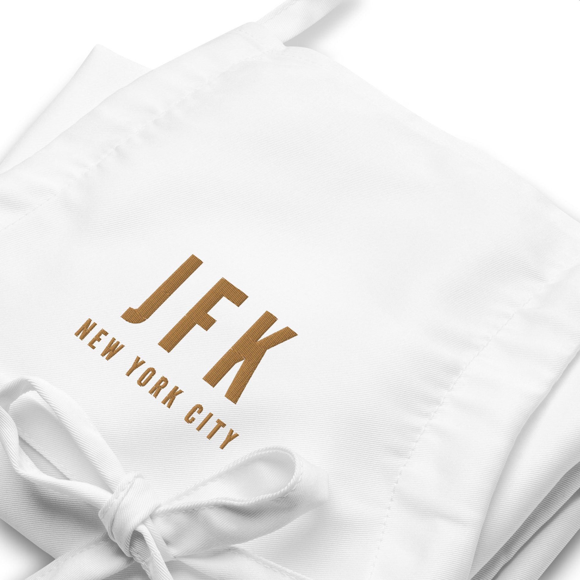 City Embroidered Apron - Old Gold • JFK New York City • YHM Designs - Image 06