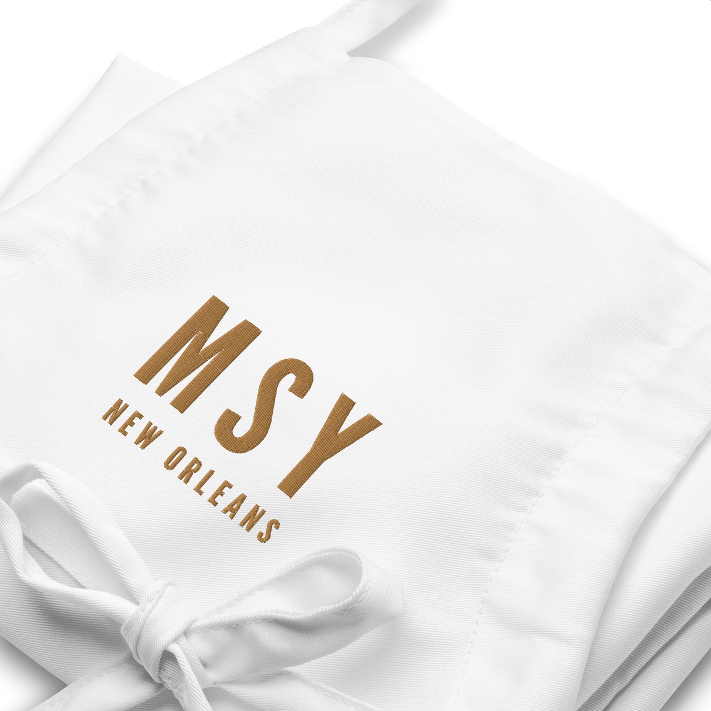 City Embroidered Apron - Old Gold • MSY New Orleans • YHM Designs - Image 06