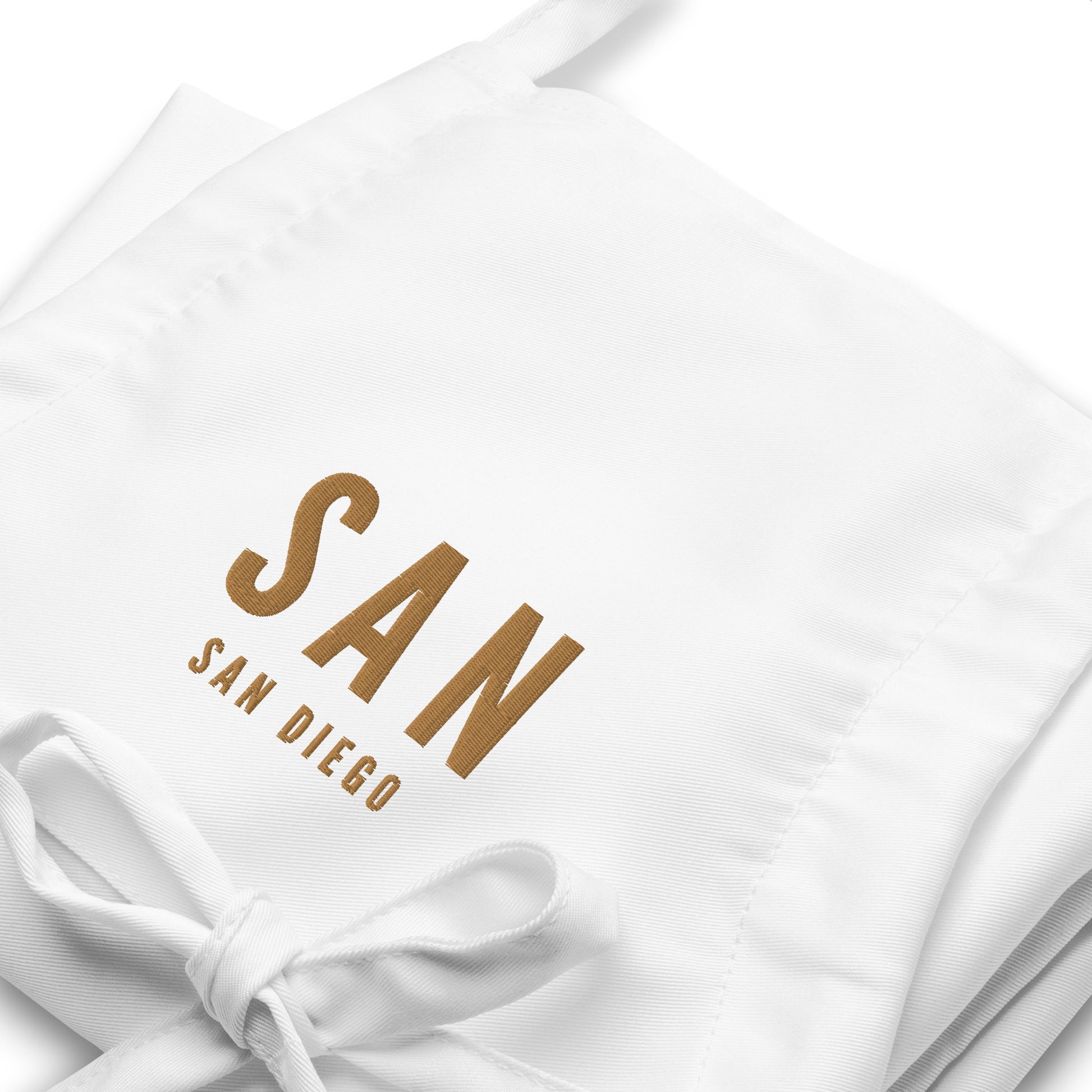 City Embroidered Apron - Old Gold • SAN San Diego • YHM Designs - Image 06