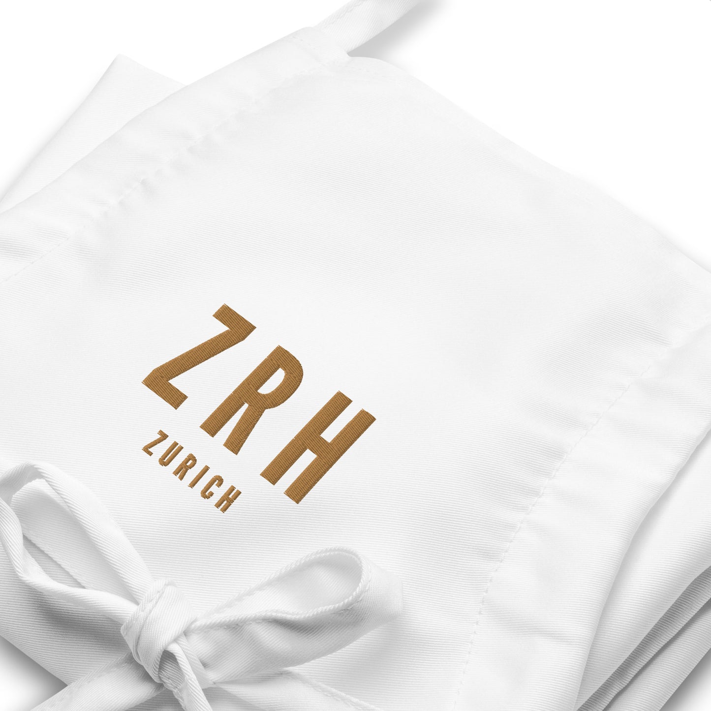 City Embroidered Apron - Old Gold • ZRH Zurich • YHM Designs - Image 06