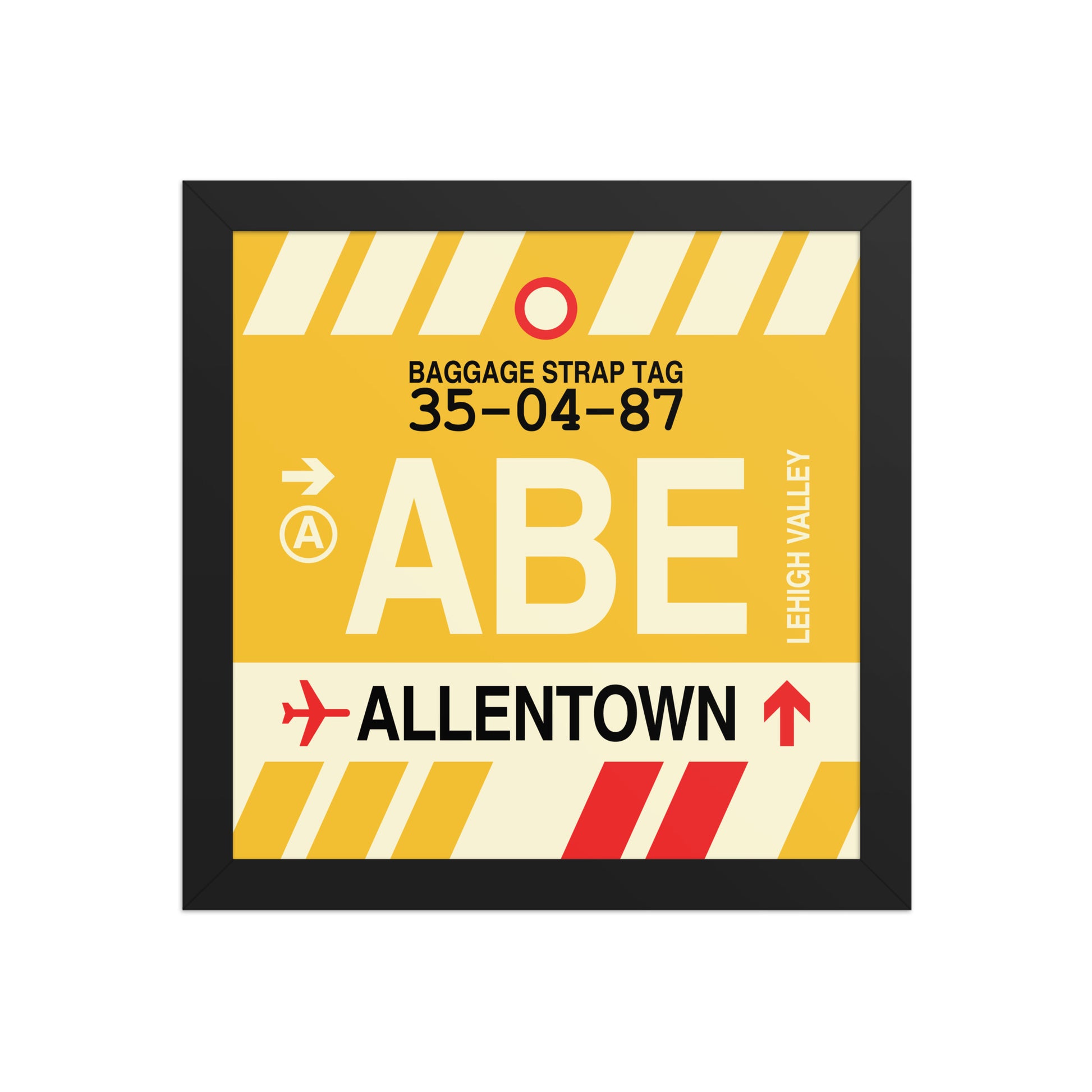 ABE Allentown Framed Print • Jet Age Baggage Tag Design • YHM Designs - Image 02