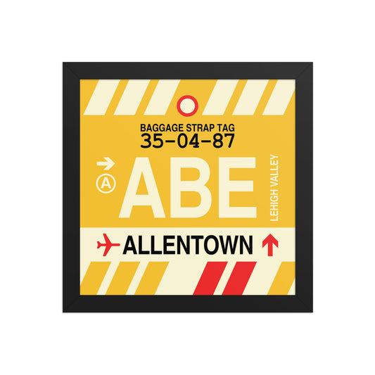 ABE Allentown Framed Print • Jet Age Baggage Tag Design • YHM Designs - Image 02