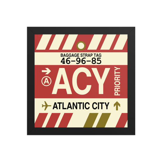ACY Atlantic City Framed Print • Jet Age Baggage Tag Design • YHM Designs - Image 02