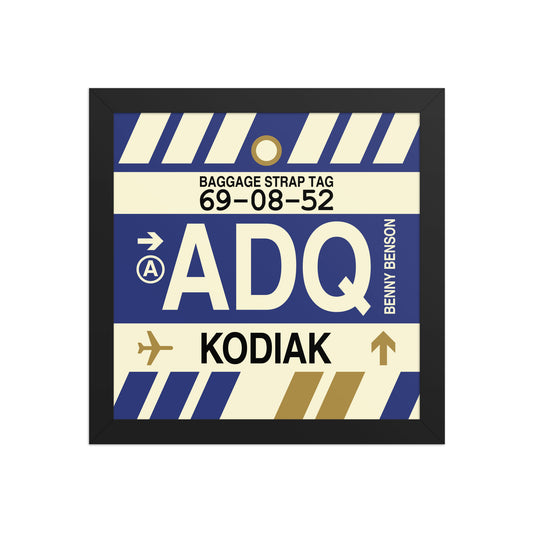 ADQ Kodiak Framed Print • Jet Age Baggage Tag Design • YHM Designs - Image 02