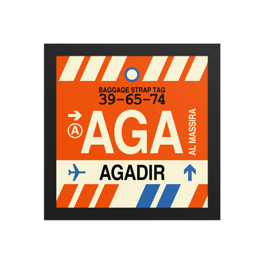 AGA Agadir Framed Print • Jet Age Baggage Tag Design • YHM Designs - Image 02