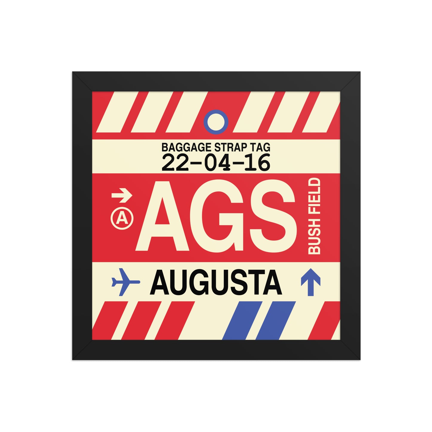 AGS Augusta Framed Print • Jet Age Baggage Tag Design • YHM Designs - Image 02