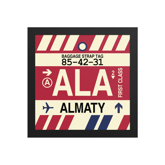 ALA Almaty Framed Print • Jet Age Baggage Tag Design • YHM Designs - Image 02