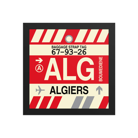 ALG Algiers Framed Print • Jet Age Baggage Tag Design • YHM Designs - Image 02
