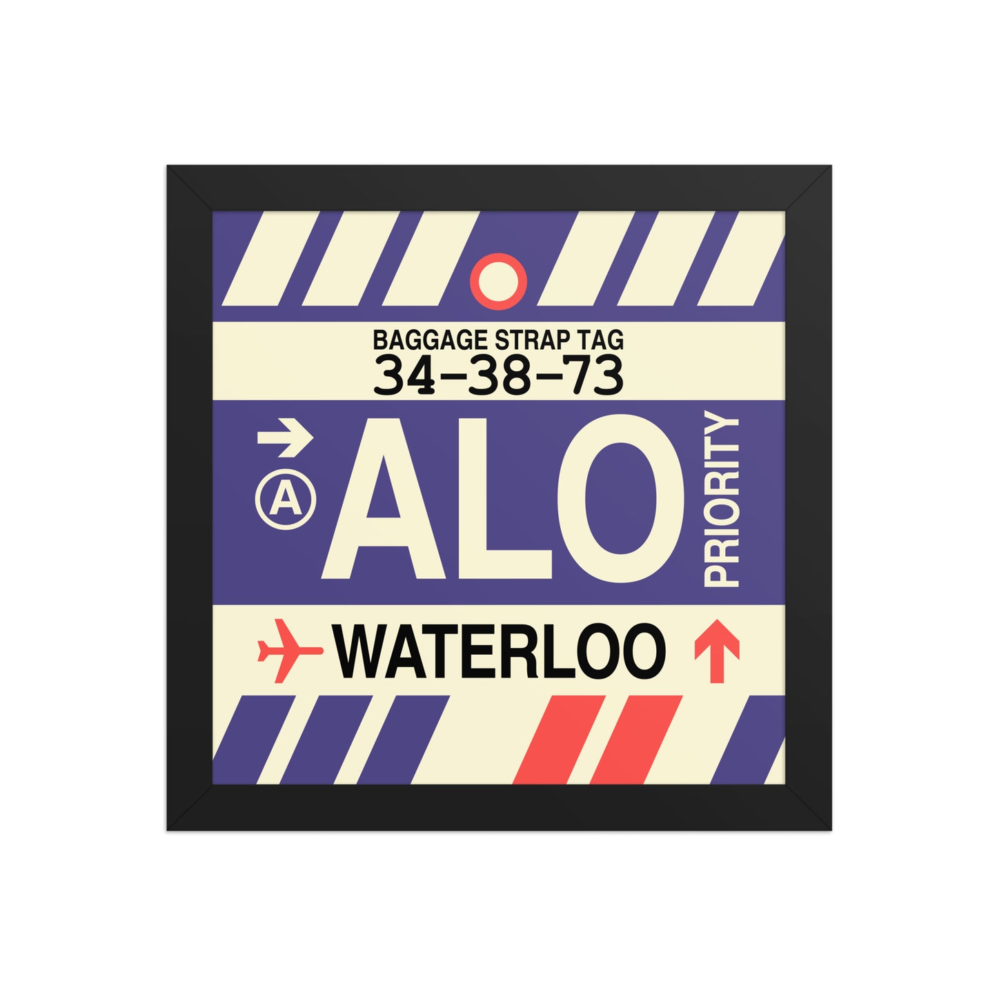 ALO Waterloo Framed Print • Jet Age Baggage Tag Design • YHM Designs - Image 02