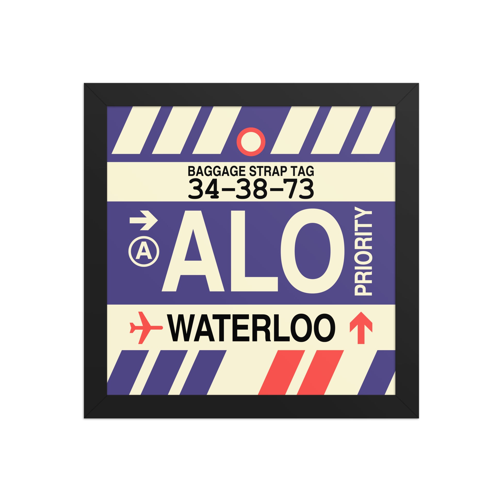 ALO Waterloo Framed Print • Jet Age Baggage Tag Design • YHM Designs - Image 02