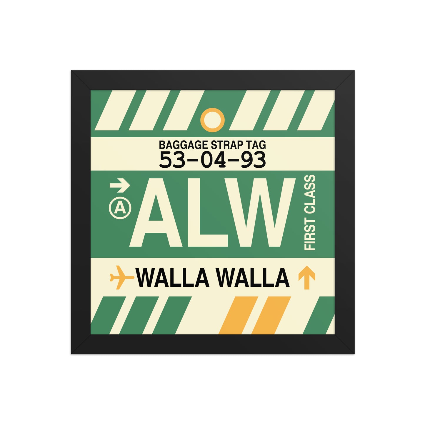 ALW Walla Walla Framed Print • Jet Age Baggage Tag Design • YHM Designs - Image 02