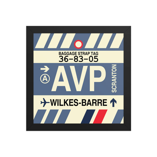 AVP Wilkes-Barre Scranton Framed Print • Jet Age Baggage Tag Design • YHM Designs - Image 02