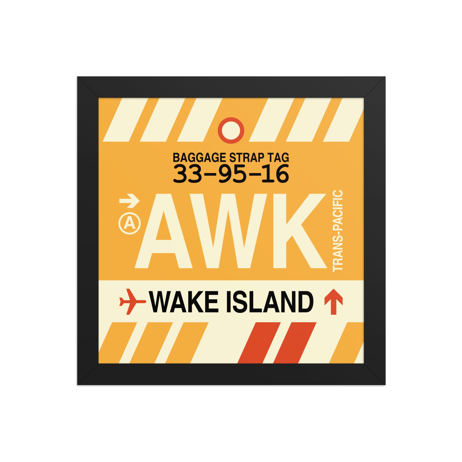 AWK Wake Island Framed Print • Jet Age Baggage Tag Design • YHM Designs - Image 02