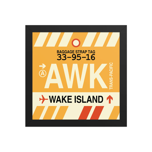 AWK Wake Island Framed Print • Jet Age Baggage Tag Design • YHM Designs - Image 02
