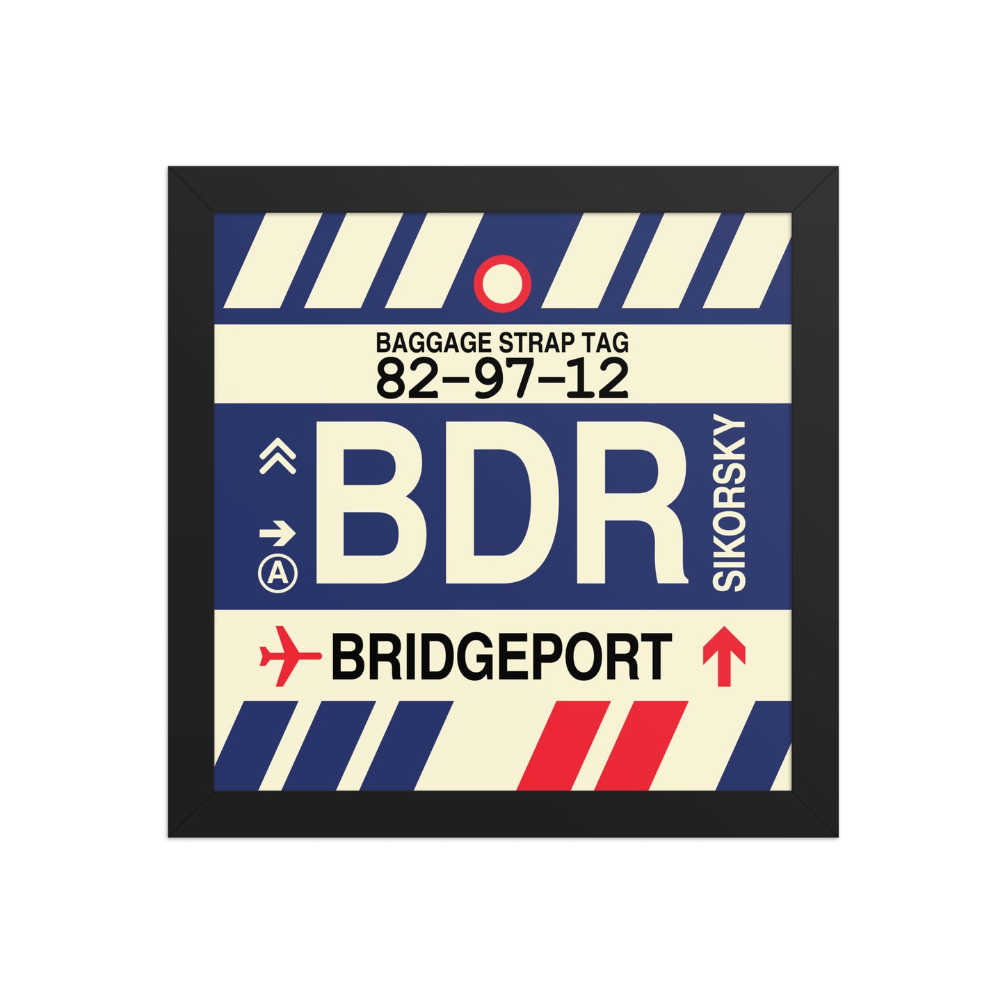 BDR Bridgeport Framed Print • Jet Age Baggage Tag Design • YHM Designs - Image 02