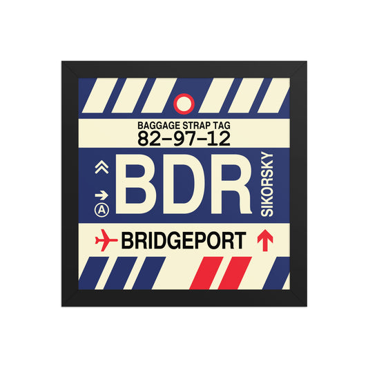 BDR Bridgeport Framed Print • Jet Age Baggage Tag Design • YHM Designs - Image 02