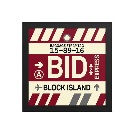 BID Block Island Framed Print • Jet Age Baggage Tag Design • YHM Designs - Image 02
