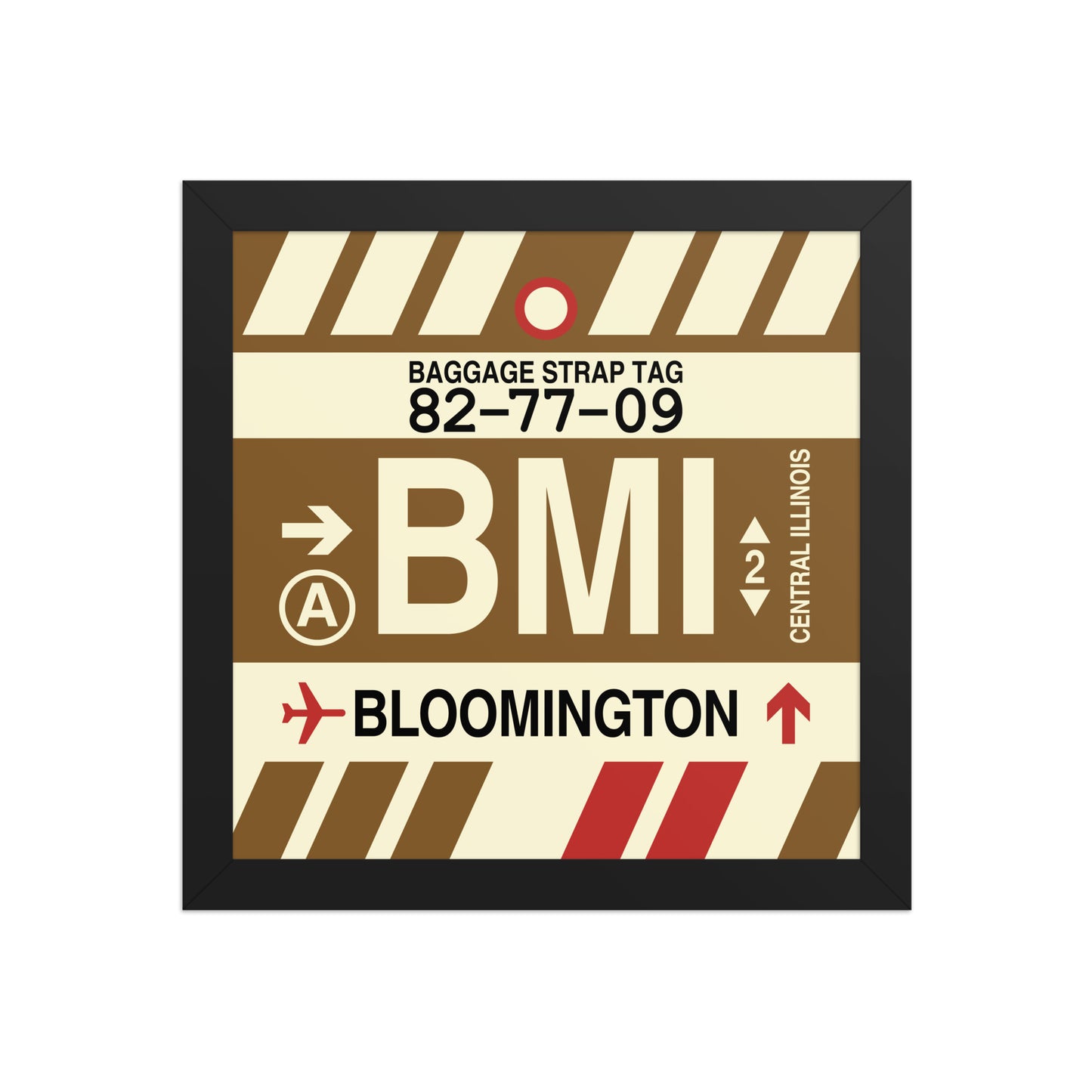 BMI Bloomington Framed Print • Jet Age Baggage Tag Design • YHM Designs - Image 02
