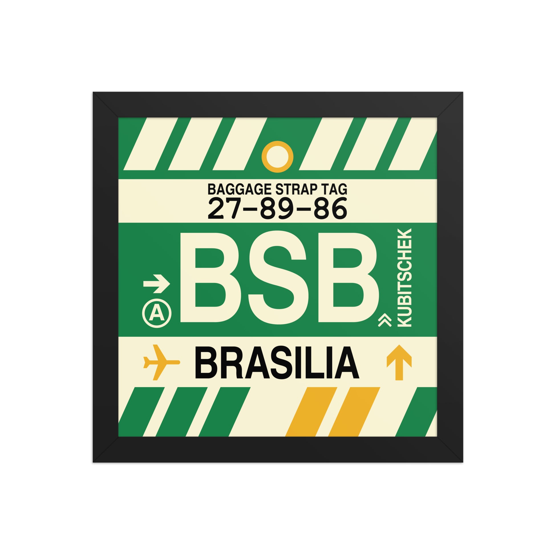 BSB Brasilia Framed Print • Jet Age Baggage Tag Design • YHM Designs - Image 02