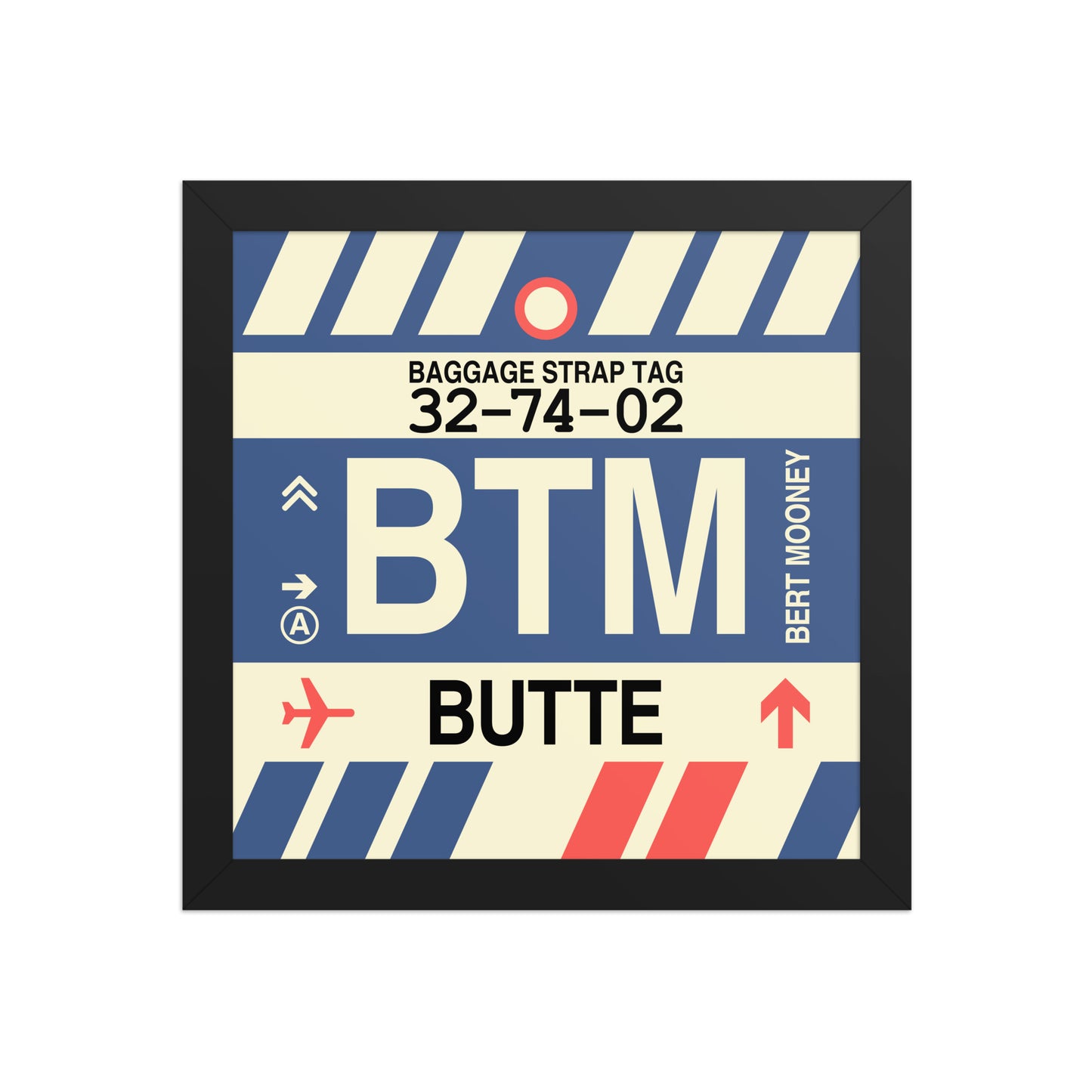 BTM Butte Framed Print • Jet Age Baggage Tag Design • YHM Designs - Image 02