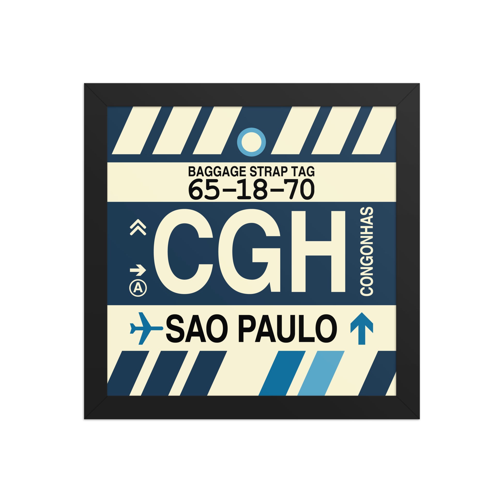 CGH Sao Paulo Framed Print • Jet Age Baggage Tag Design • YHM Designs - Image 02