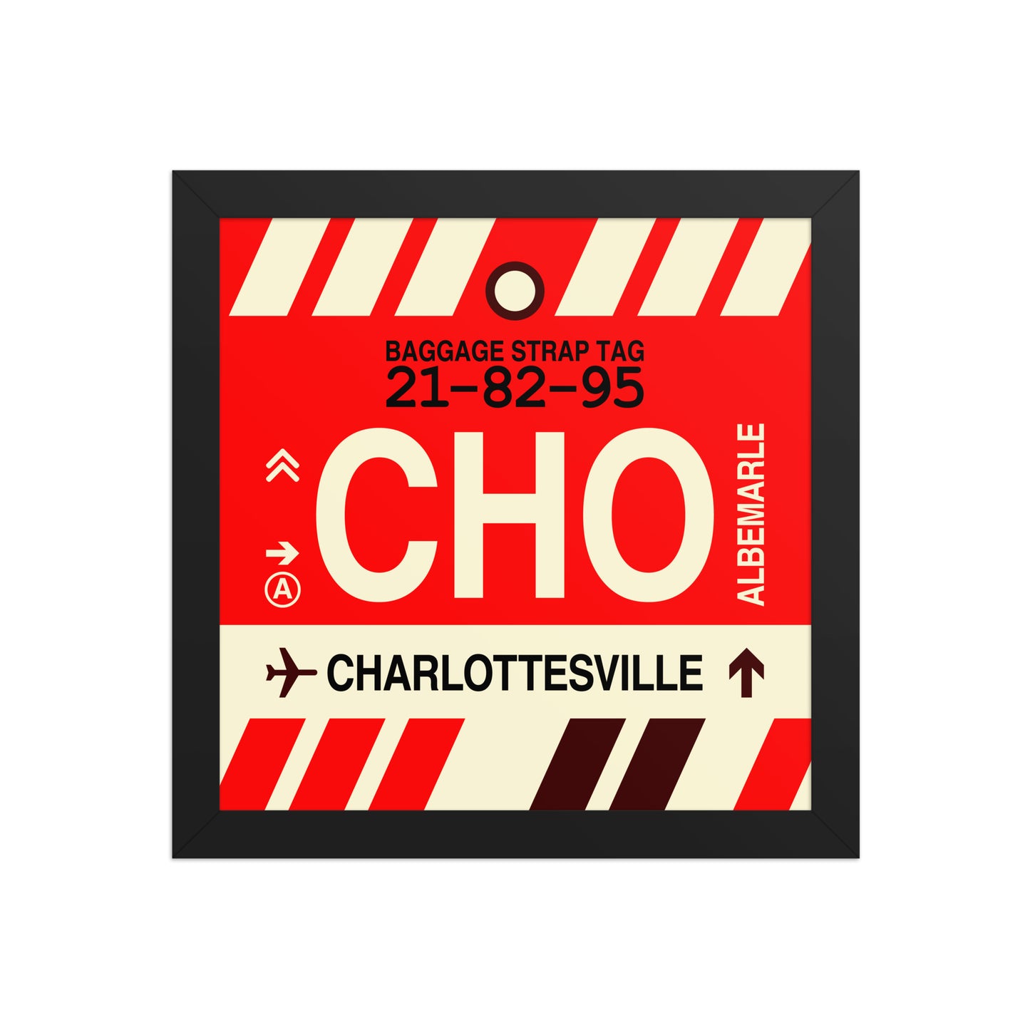 CHO Charlottesville Framed Print • Jet Age Baggage Tag Design • YHM Designs - Image 02