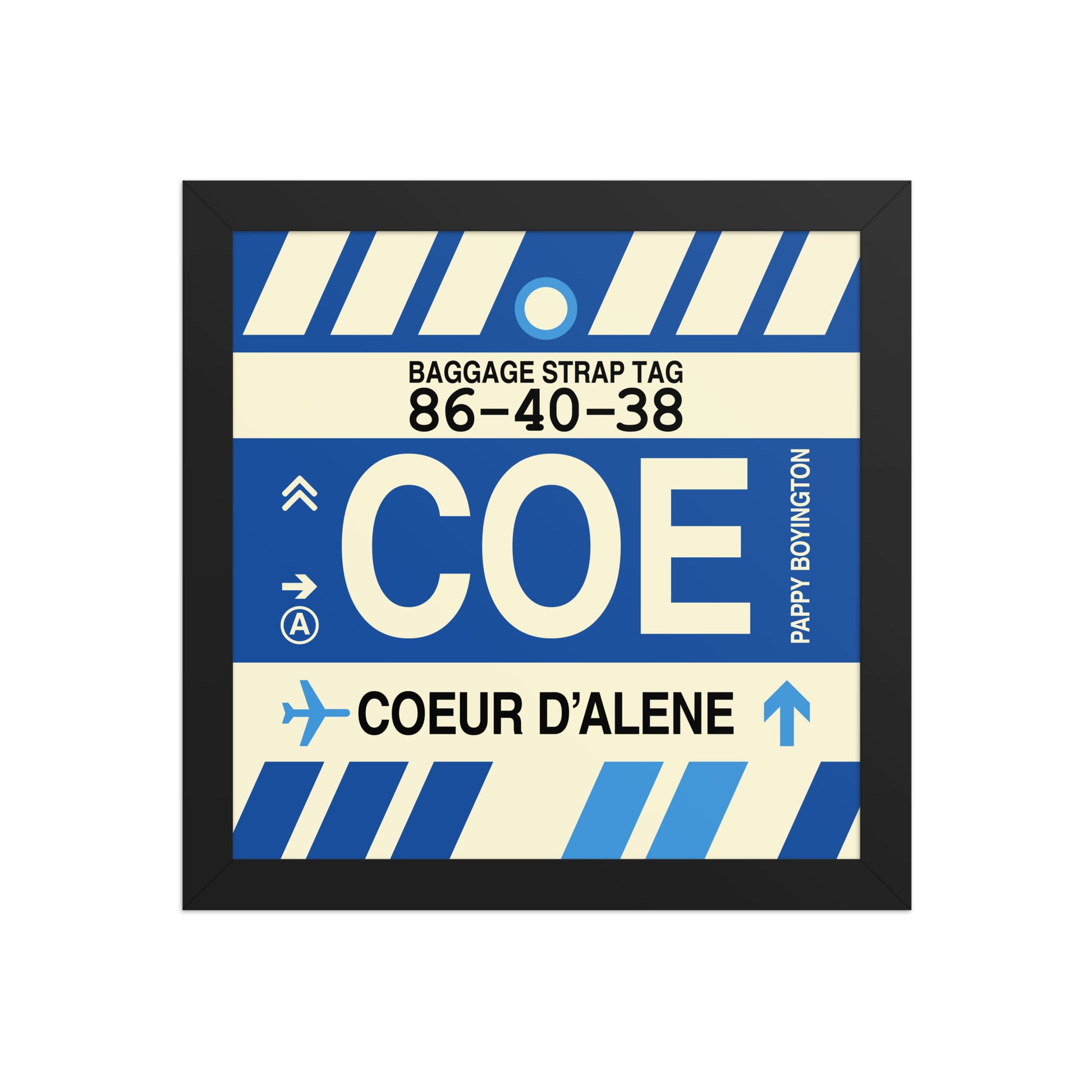 COE Coeur D'Alene Framed Print • Jet Age Baggage Tag Design • YHM Designs - Image 02
