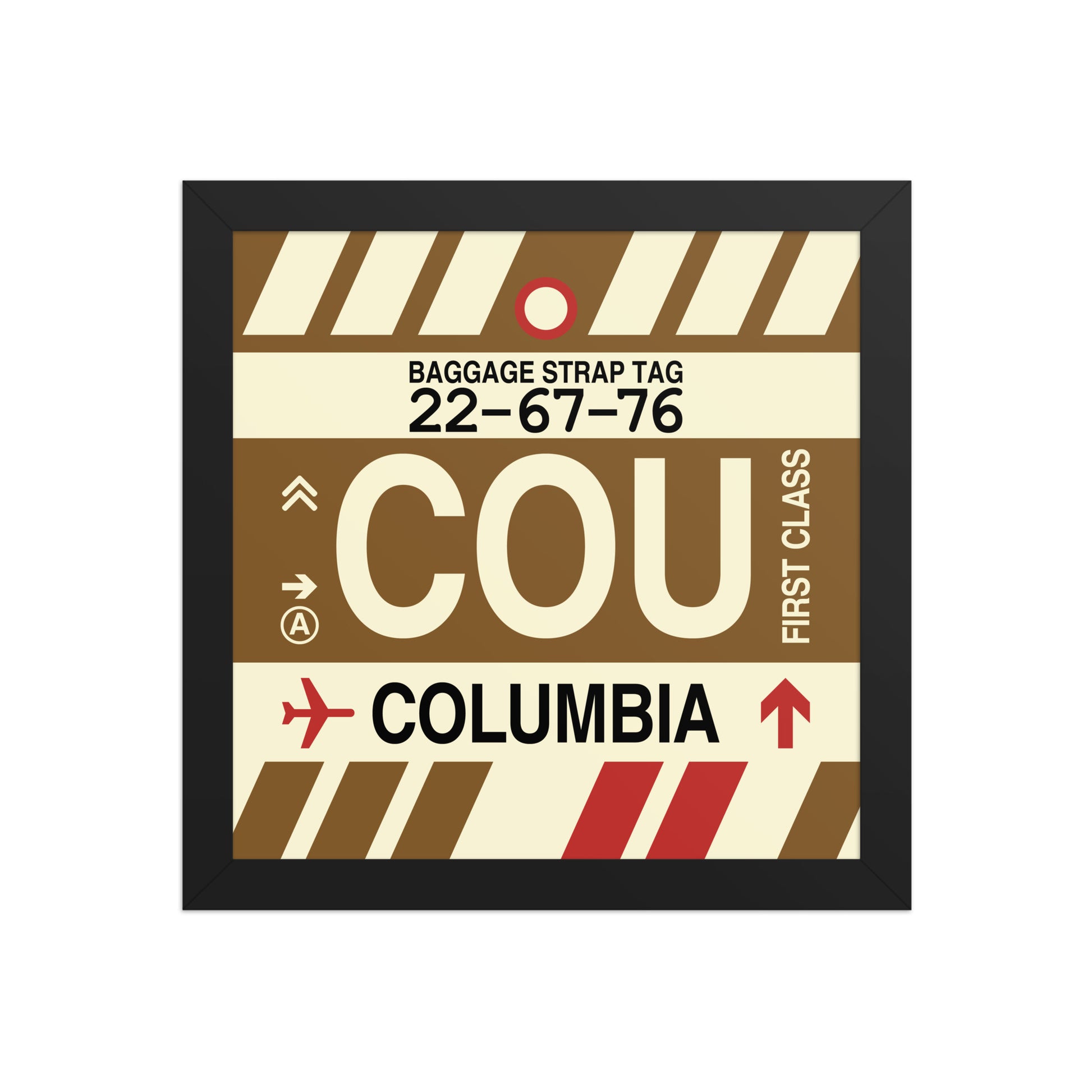COU Columbia Framed Print • Jet Age Baggage Tag Design • YHM Designs - Image 02