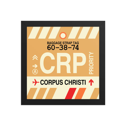 CRP Corpus Christi Framed Print • Jet Age Baggage Tag Design • YHM Designs - Image 02