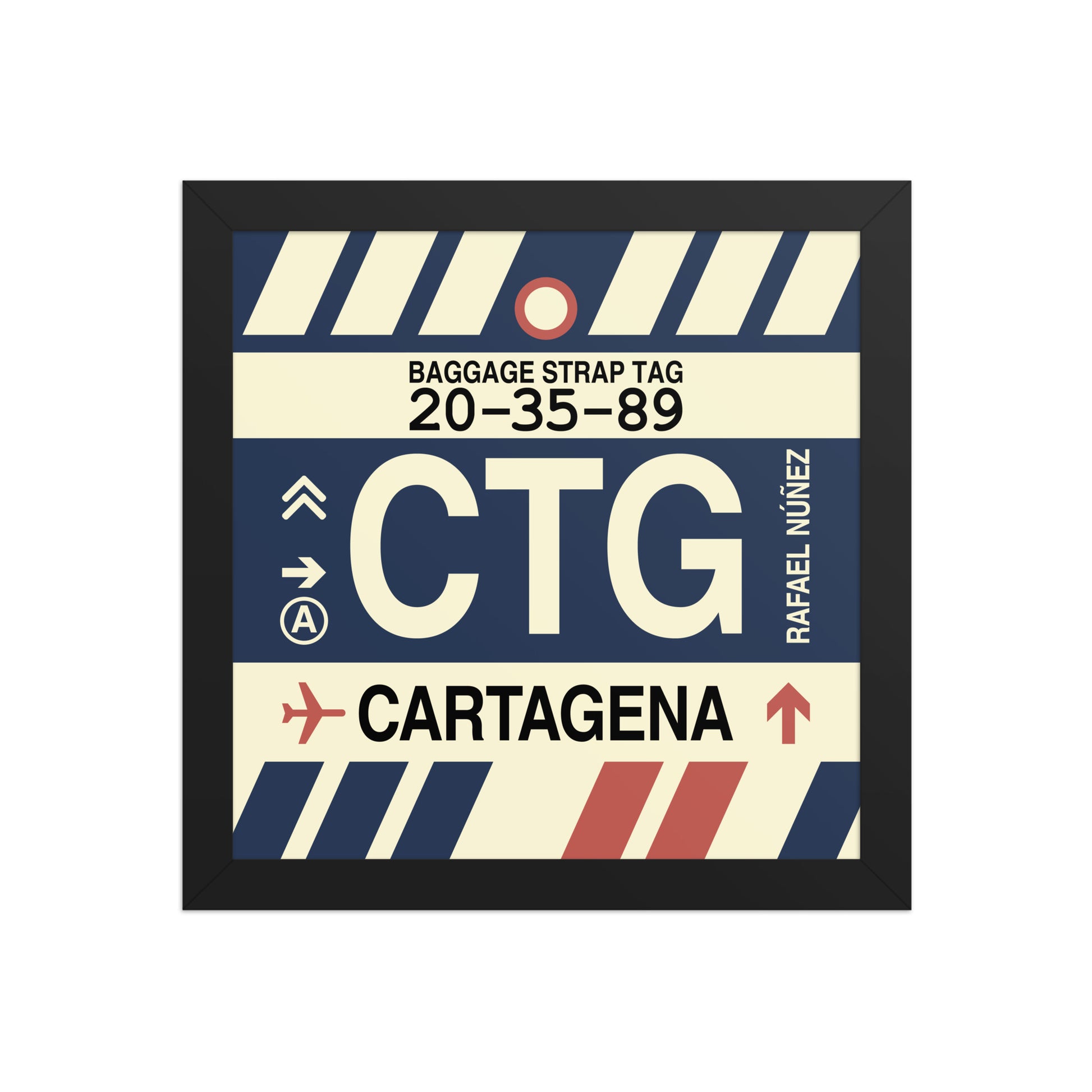 CTG Cartagena Framed Print • Jet Age Baggage Tag Design • YHM Designs - Image 02