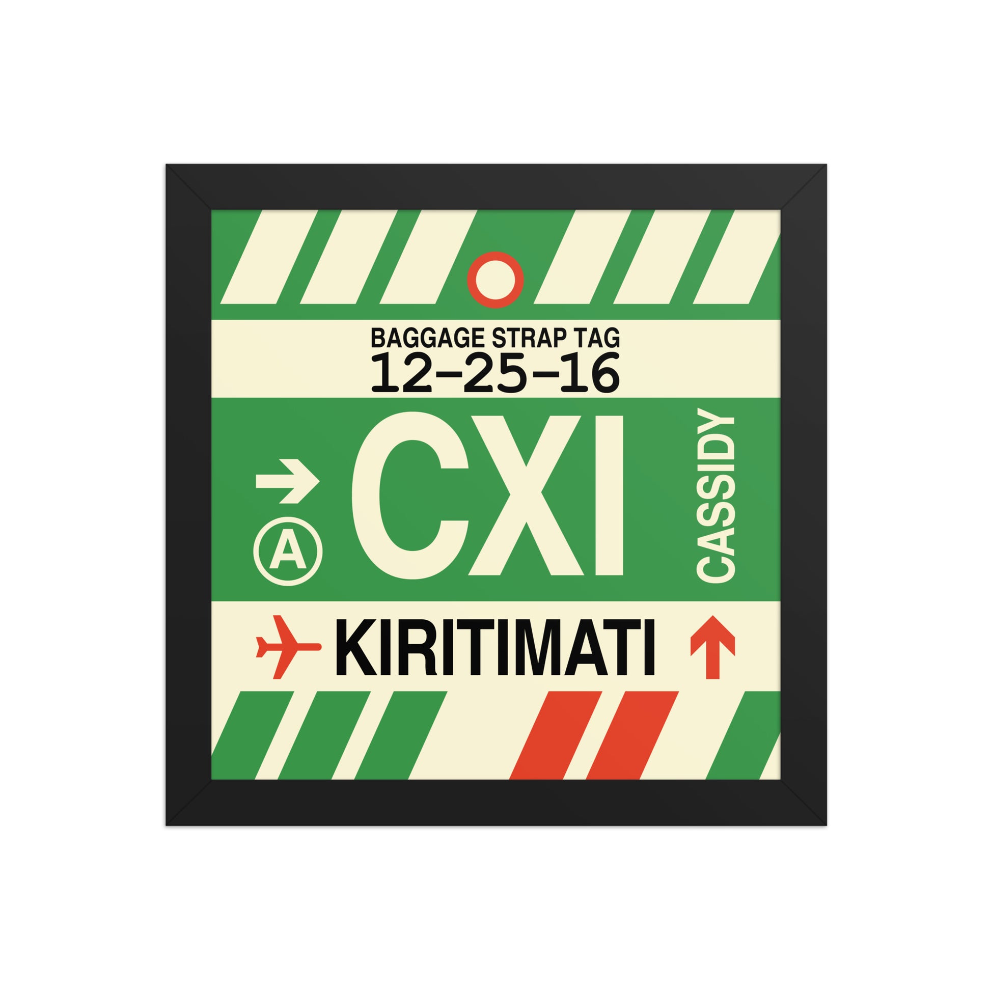 CXI Kiritimati Framed Print • Jet Age Baggage Tag Design • YHM Designs - Image 02