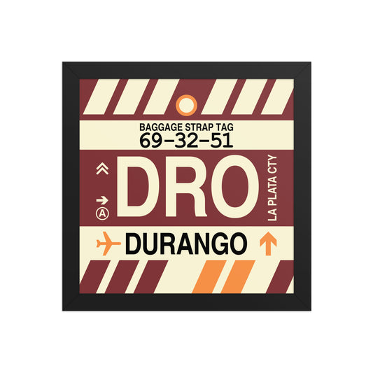 DRO Durango Framed Print • Jet Age Baggage Tag Design • YHM Designs - Image 02