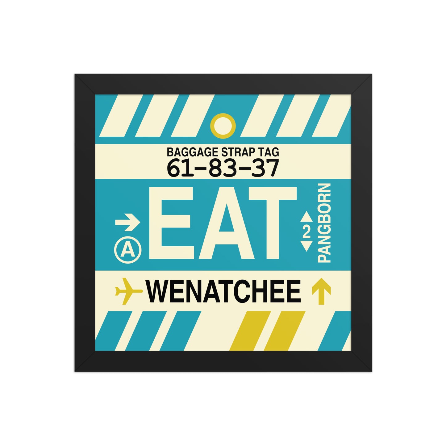 EAT Wenatchee Framed Print • Jet Age Baggage Tag Design • YHM Designs - Image 02