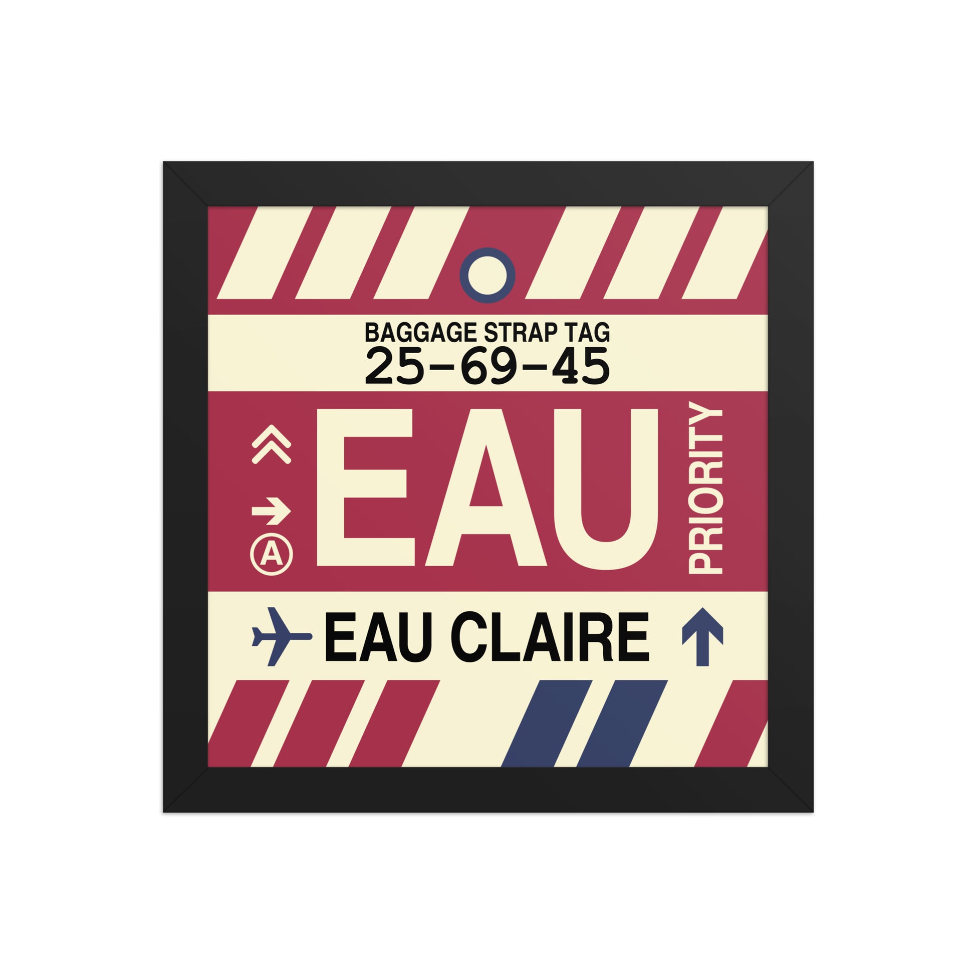 EAU Eau Claire Framed Print • Jet Age Baggage Tag Design • YHM Designs - Image 02