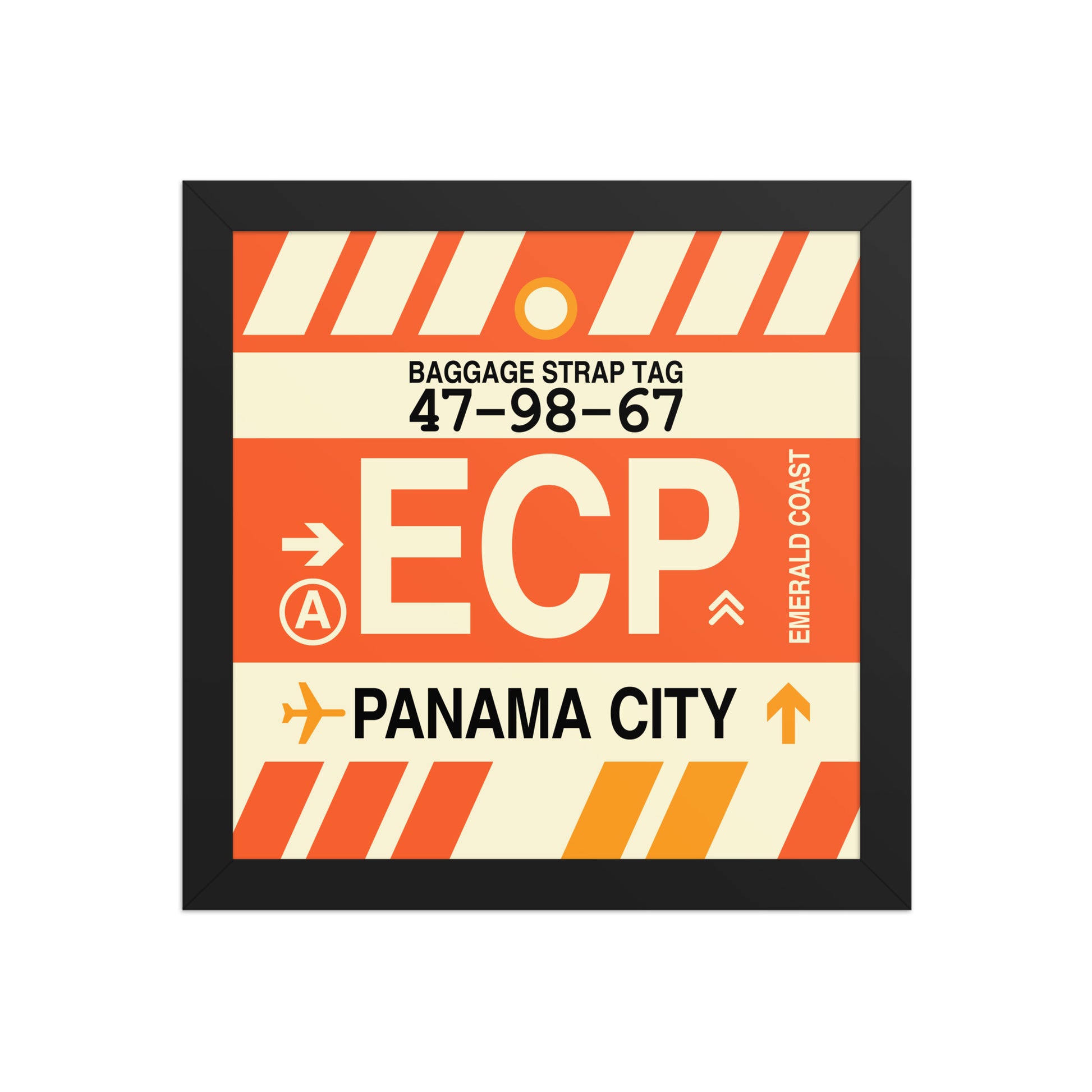 ECP Panama City Framed Print • Jet Age Baggage Tag Design • YHM Designs - Image 02