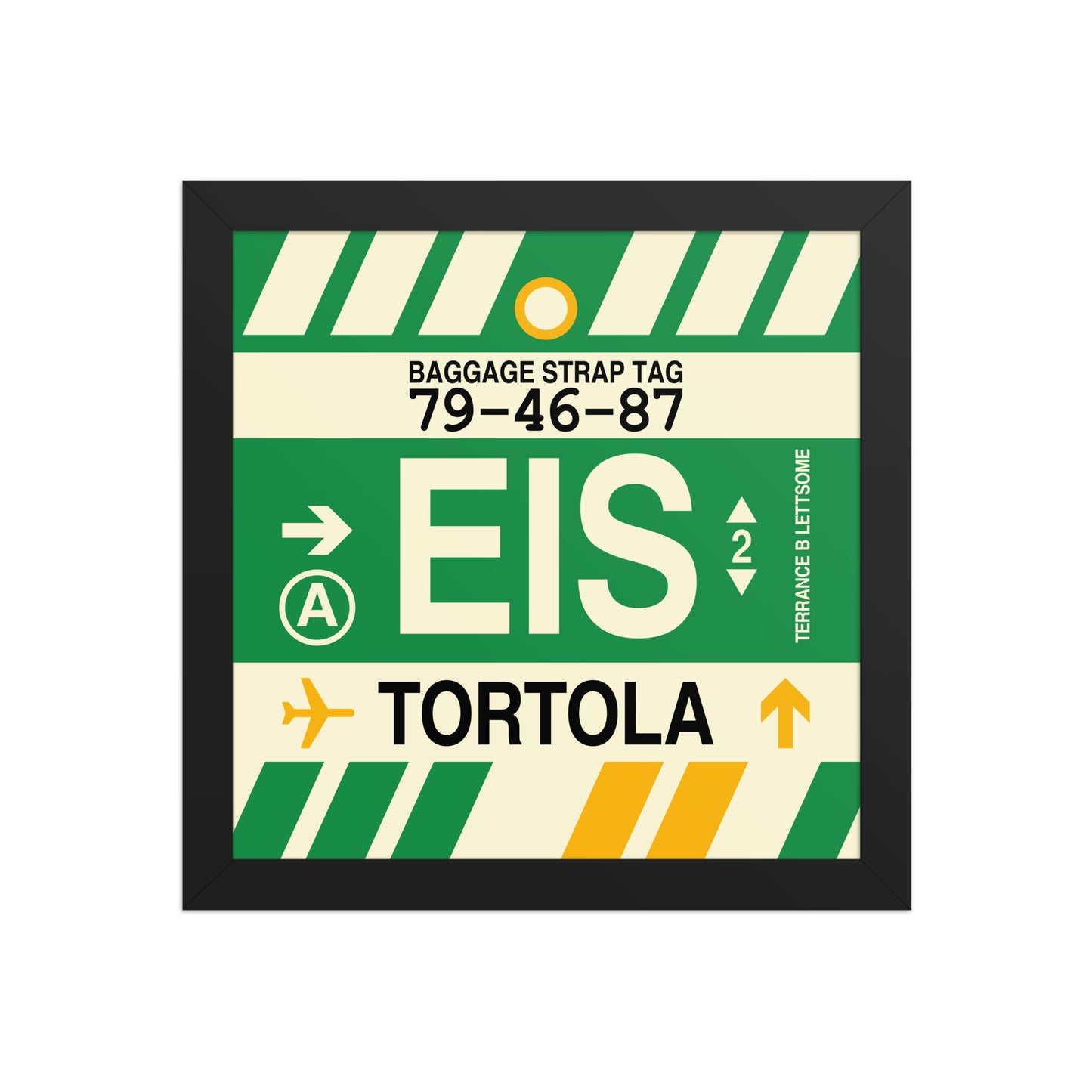 EIS Tortola Framed Print • Jet Age Baggage Tag Design • YHM Designs - Image 02