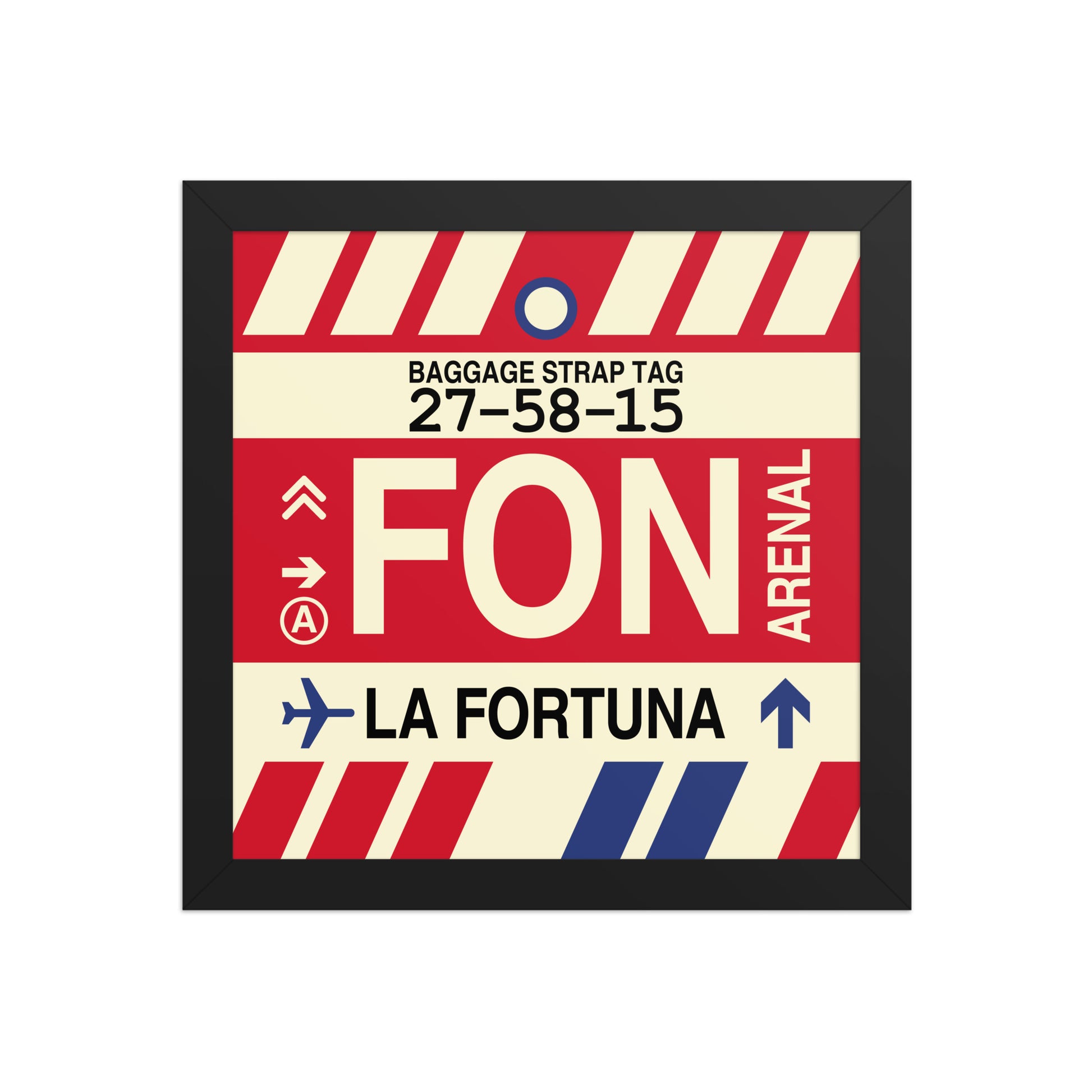 FON La Fortuna Framed Print • Jet Age Baggage Tag Design • YHM Designs - Image 02